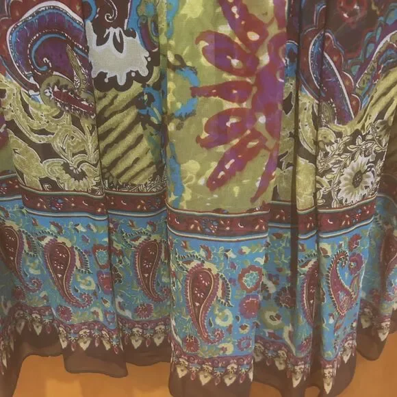 JS Boutique Womens Jeweled Babydoll Multicolor Silk Dress Size 6 Artsy Fairy - Picture 5 of 11